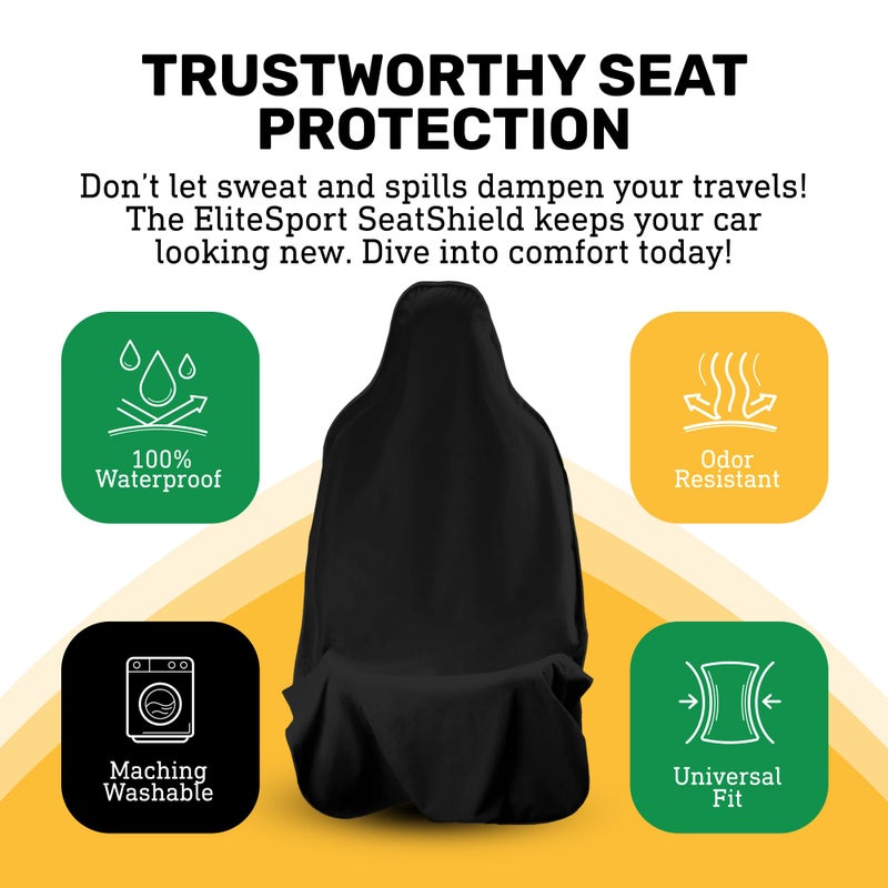 Waterproof SeatShield EliteSport Front Seat Cover, Universal Fit Waterproof, Sweatproof, Odor-Resistant, and Machine Washable Car Seat Protector with Non-Slip Underlayer for Pet, Travel, and Outdoor Adventure, Black - Image 2